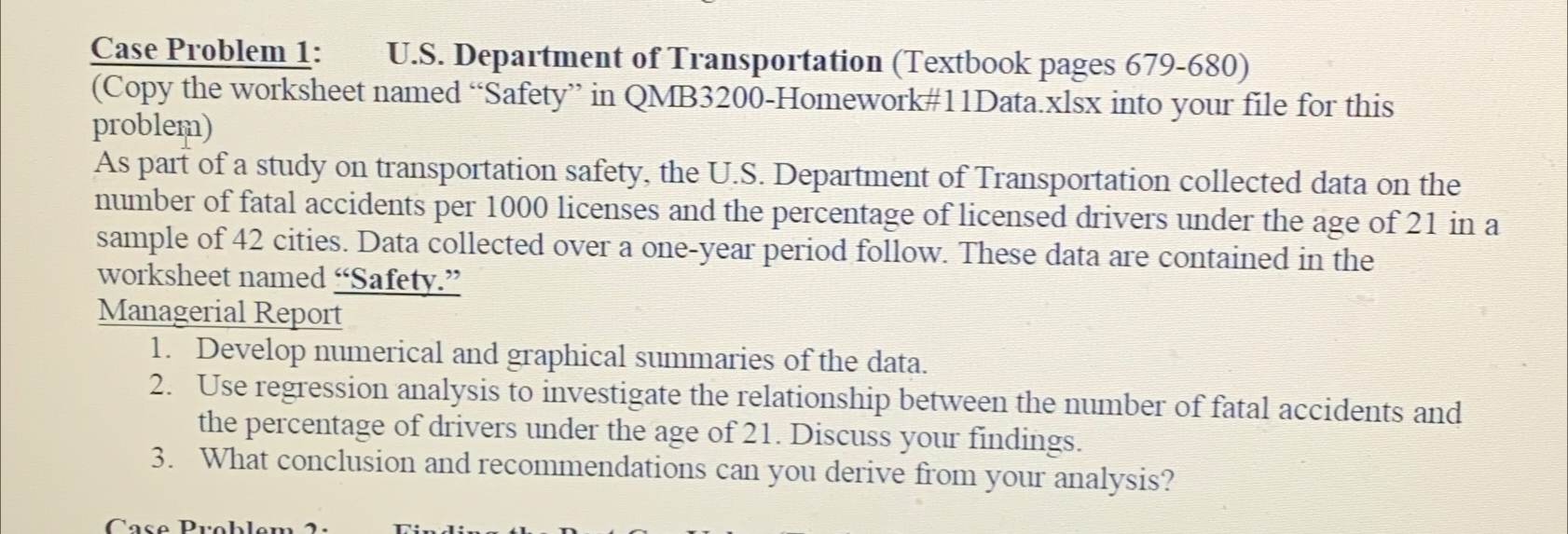  Case Problem 1: U.S. Department of Transportation (Textbook pages 679-680) (Copy