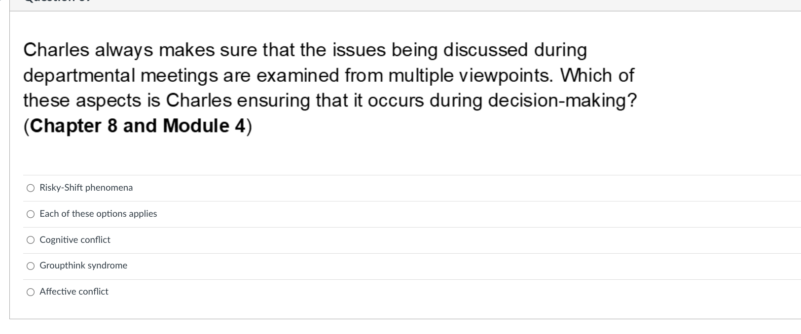 Charles always makes sure that the issues being discussed during departmental