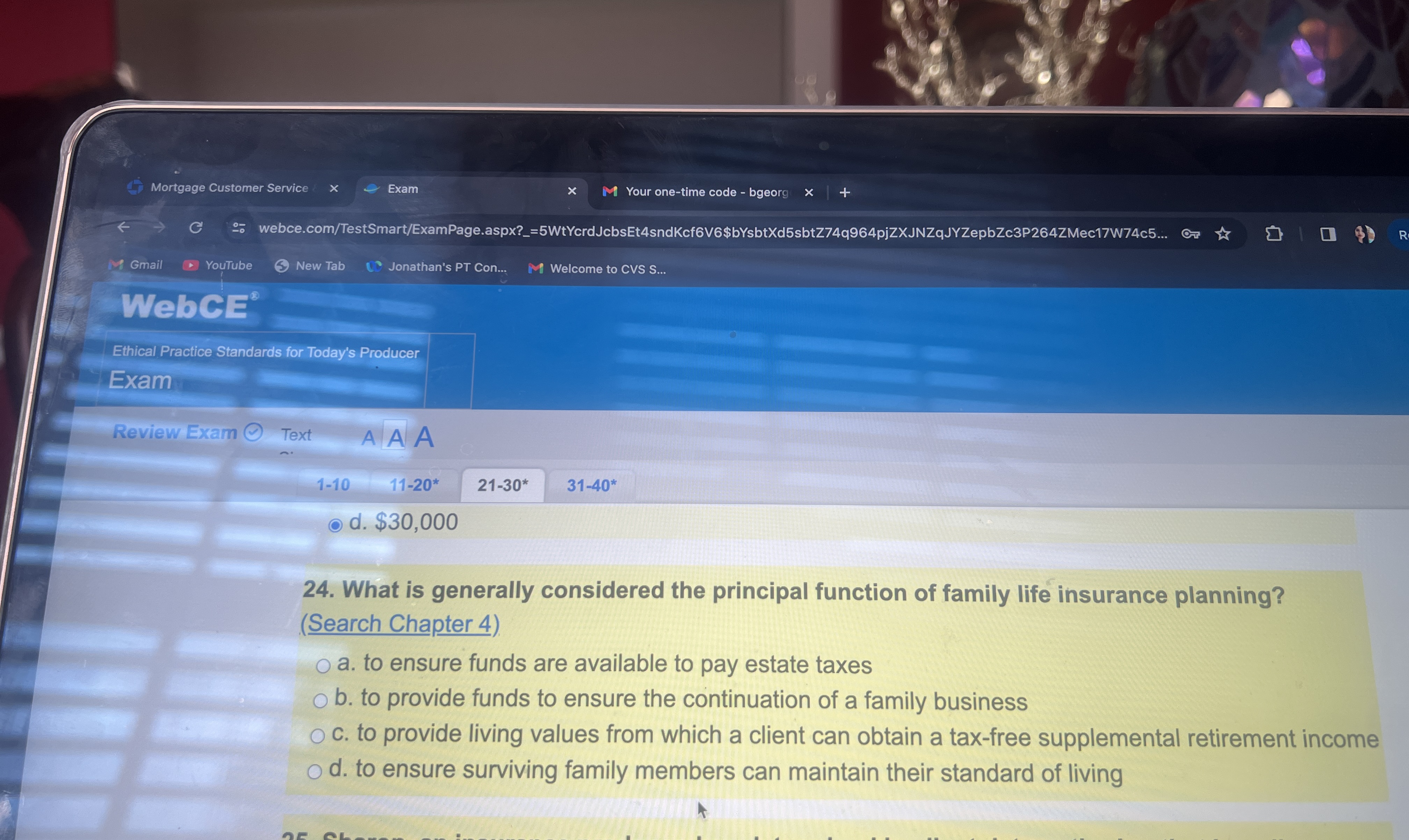  Mortgage Customer Service Exam Your one-time code - bgeorg webce.com/TestSmart/ExamPage.aspx?_=5WtYcrdJcbsEt4sndKcf6V6$bYsbtXd5sbtZ74q964pjZXJNZqJYZepbZc3P264ZMec17W74c5... Gmail