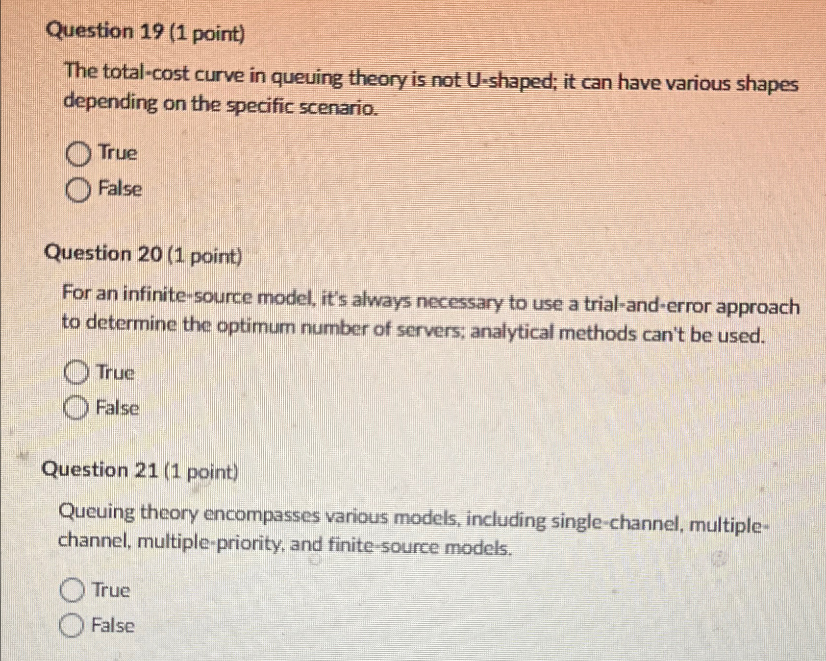  Question 19(1 point) The total-cost curve in queuing theory is not
