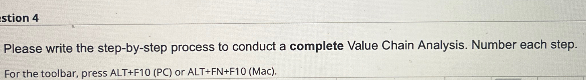  Please write the step-by-step process to conduct a complete Value Chain