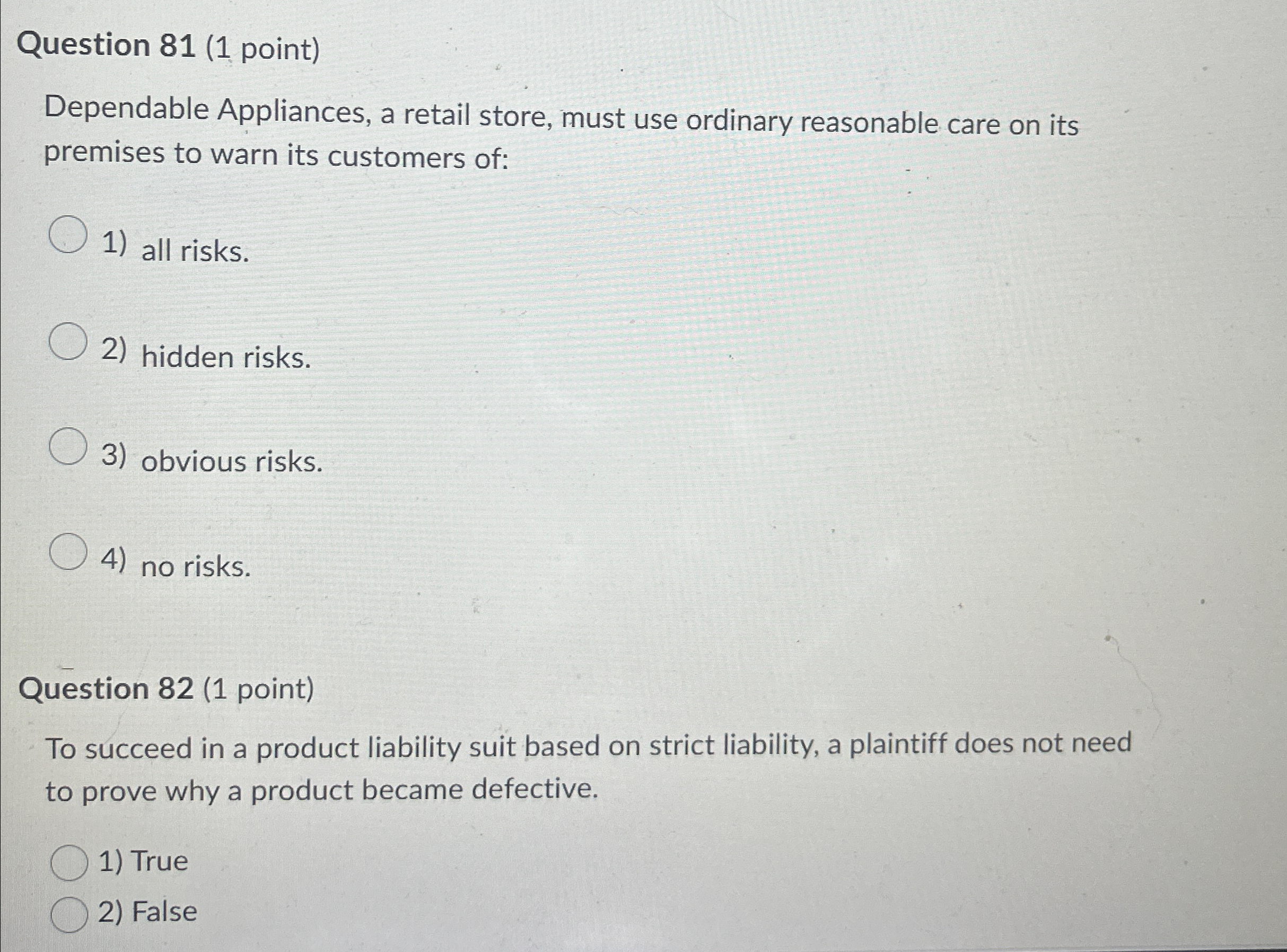  Question 81(1 point) Dependable Appliances, a retail store, must use ordinary