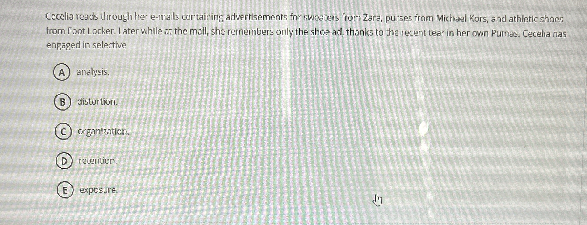  Cecelia reads through her e-mails containing advertisements for sweaters from Zara,