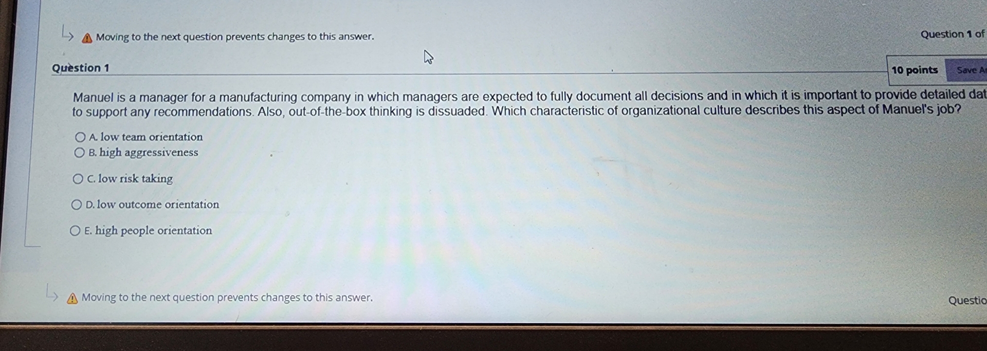  Moving to the next question prevents changes to this answer. Question