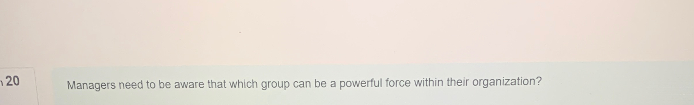  20 Managers need to be aware that which group can be