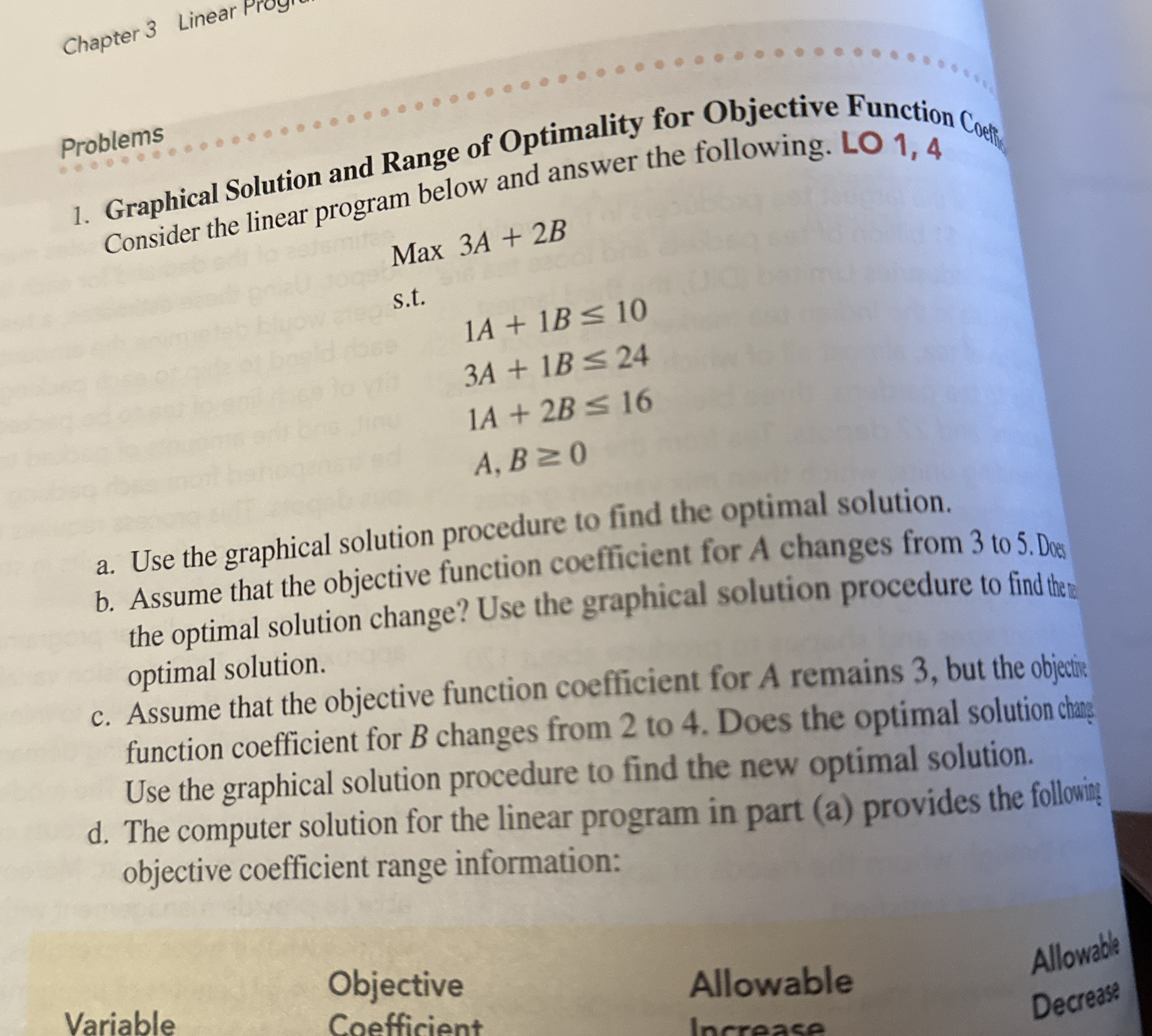  Chapter 3 Linear Progr Problems Graphical Solution and Range of Optimality