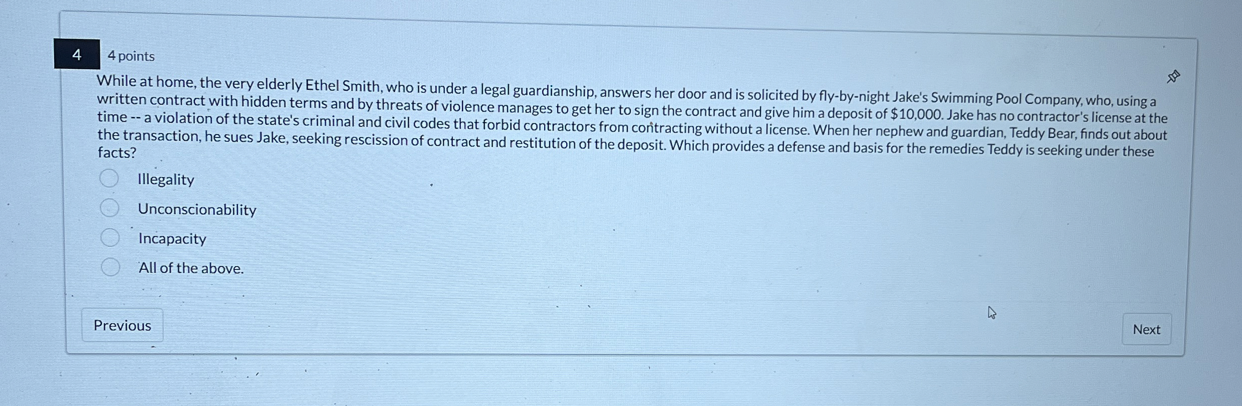  44 points While at home, the very elderly Ethel Smith, who