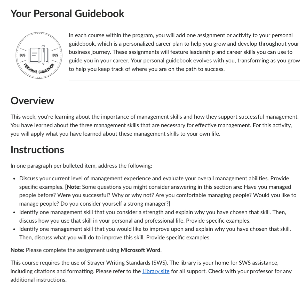  Your Personal Guidebook In each course within the program, you will