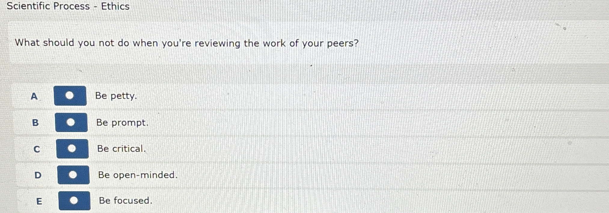  Scientific Process - Ethics What should you not do when you're