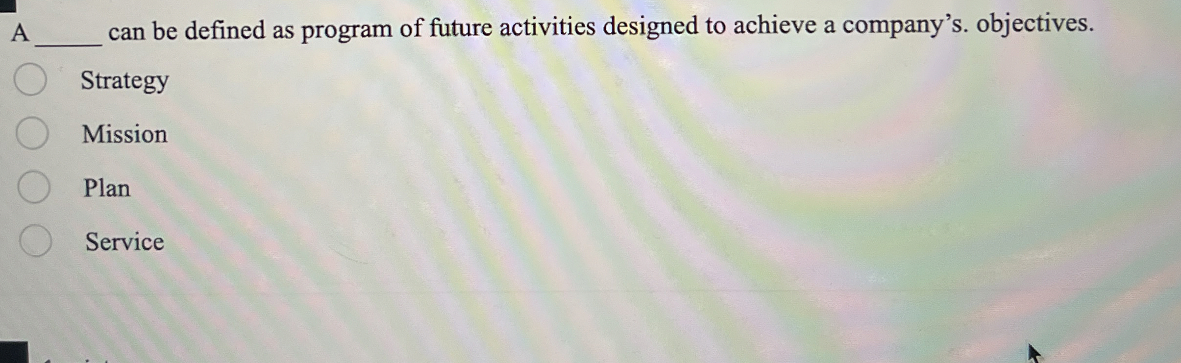  A can be defined as program of future activities designed to