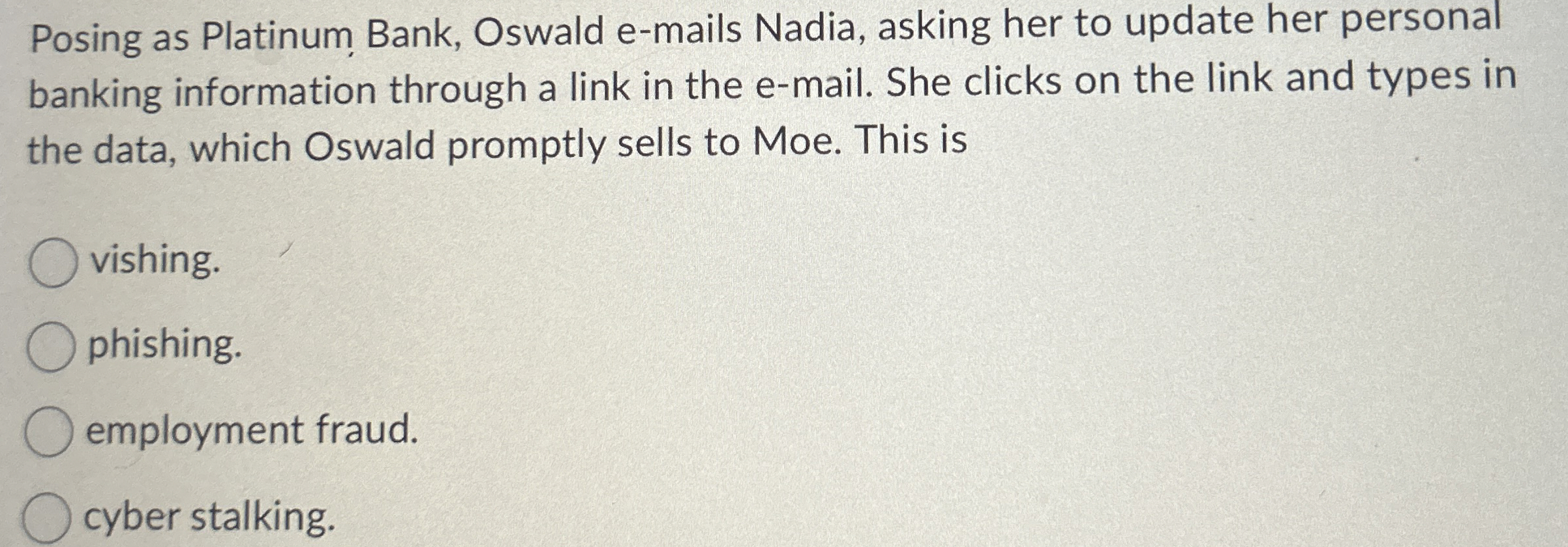  Posing as Platinum Bank, Oswald e-mails Nadia, asking her to update
