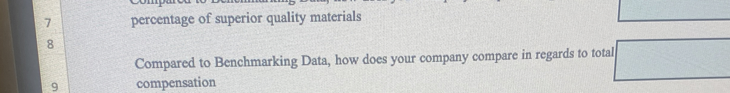  Compared to Benchmarking Data, how does your company compare in regards
