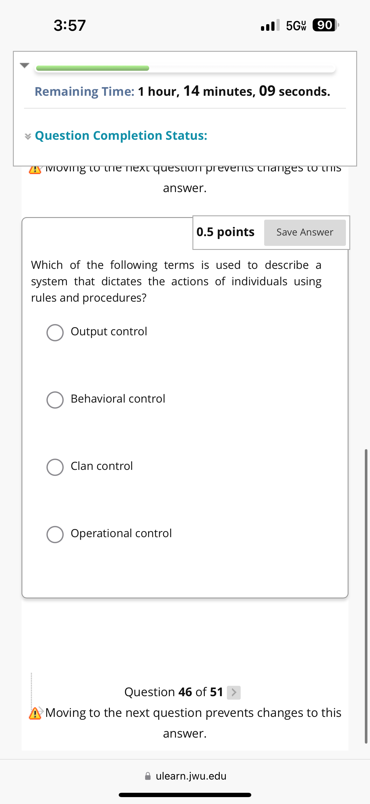  3:57 5Gwu 90 Remaining Time: 1 hour, 14 minutes, 09 seconds.