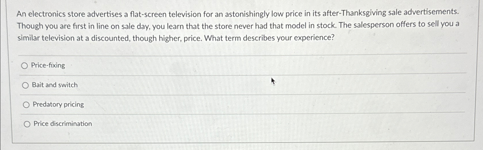  An electronics store advertises a flat-screen television for an astonishingly low