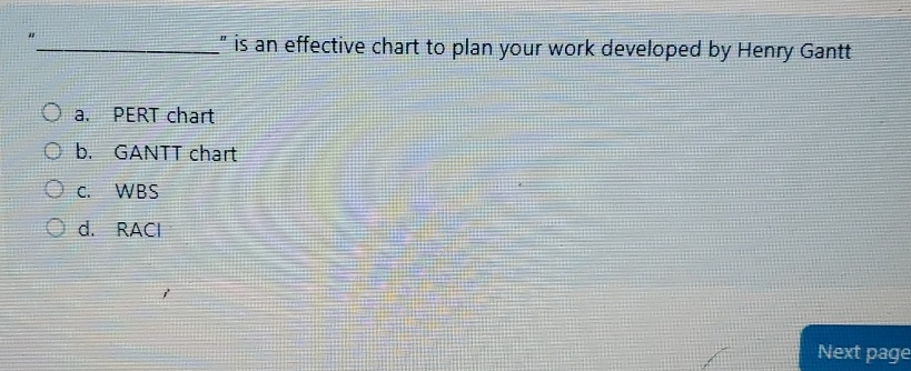  q,"is an effective chart to plan your work developed by Henry