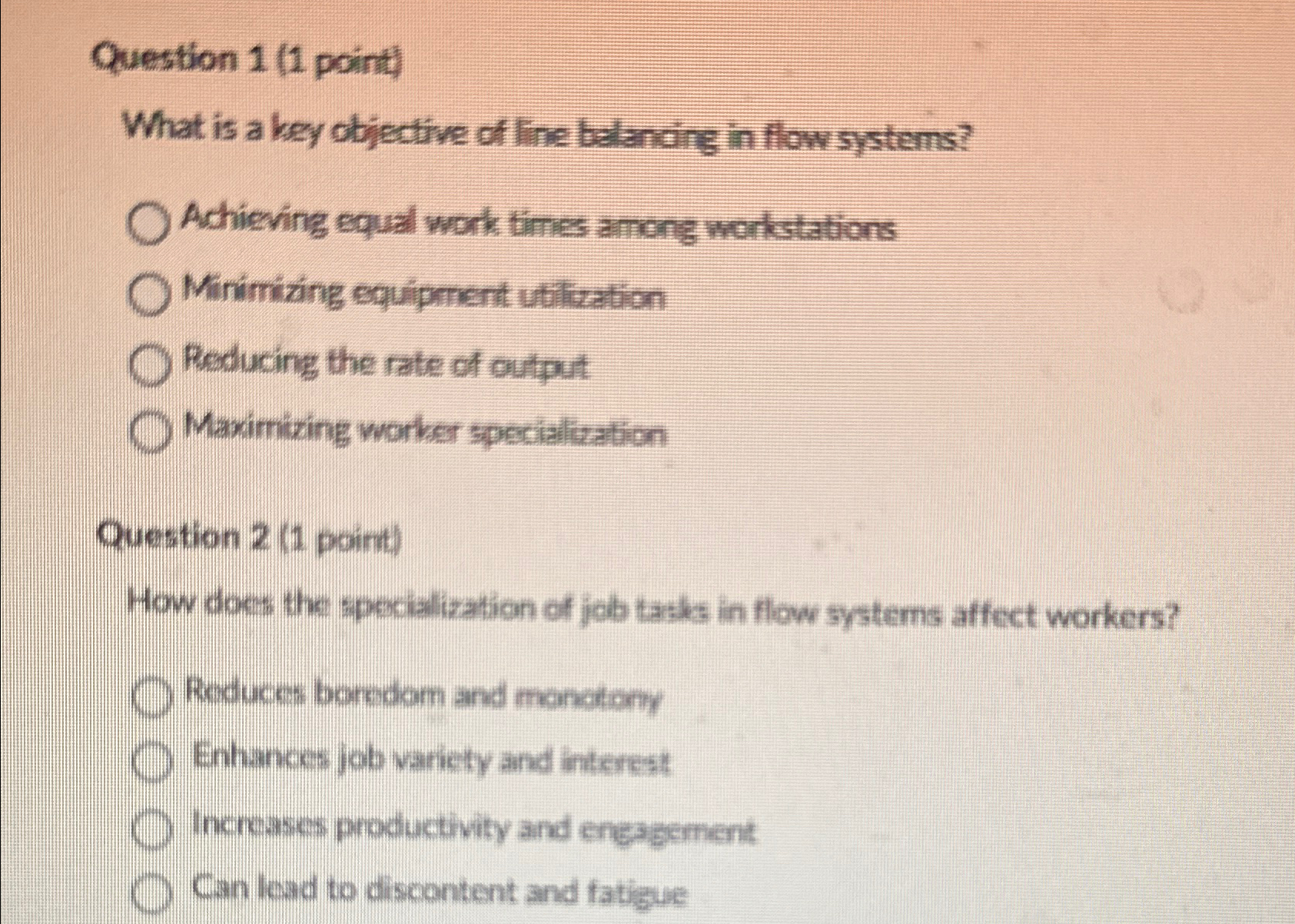  Question 1(1 point) What is a key objective of line belanding