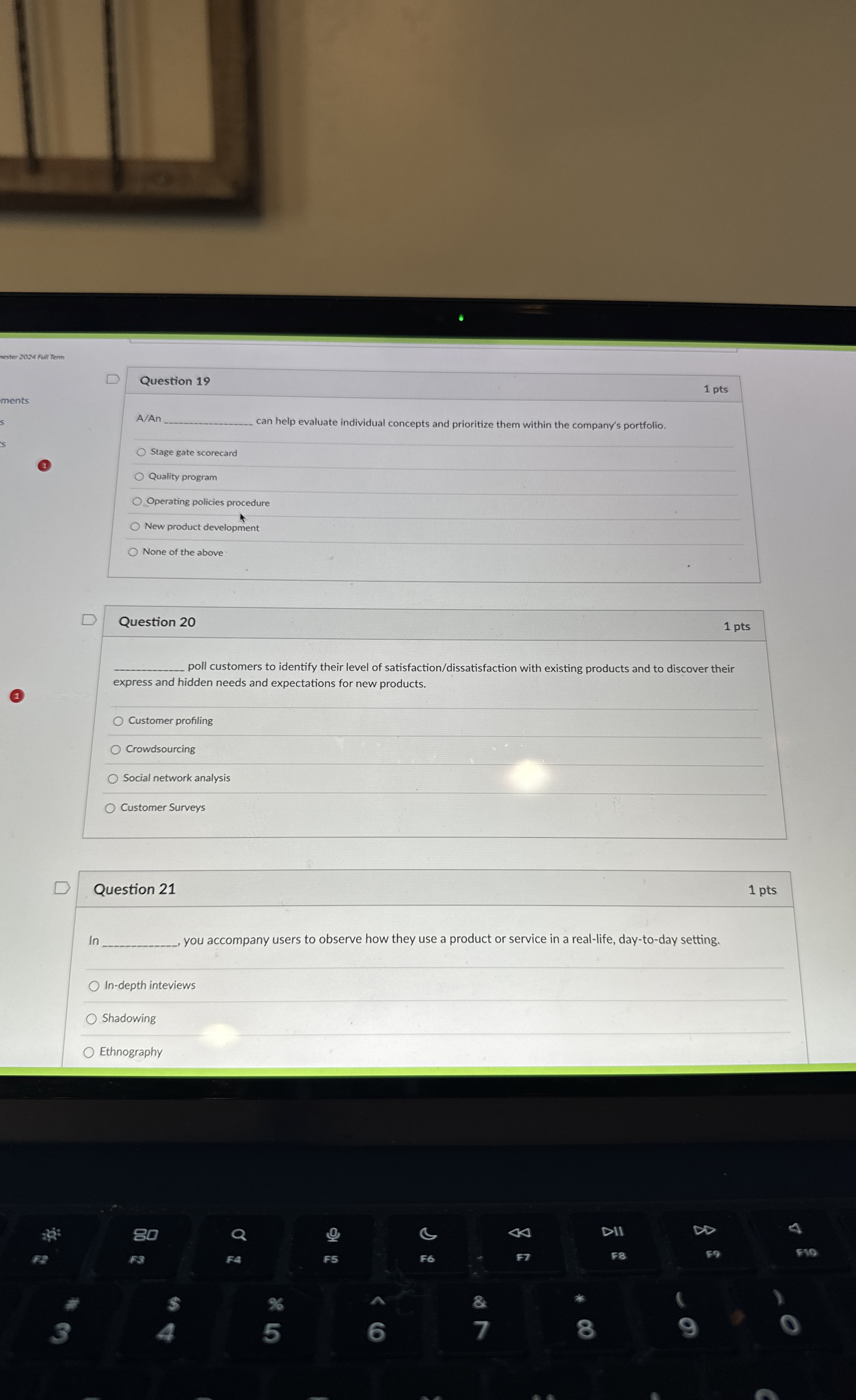  nester 2024 Full Term ments Question 19 1 pts A/A can