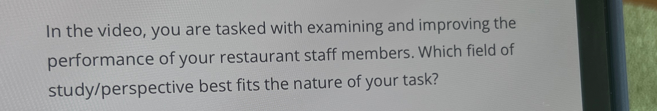  In the video, you are tasked with examining and improving the