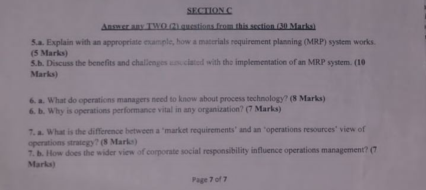  SECTIONC Answer any TWO (2) guestions from this section (30 Marks)