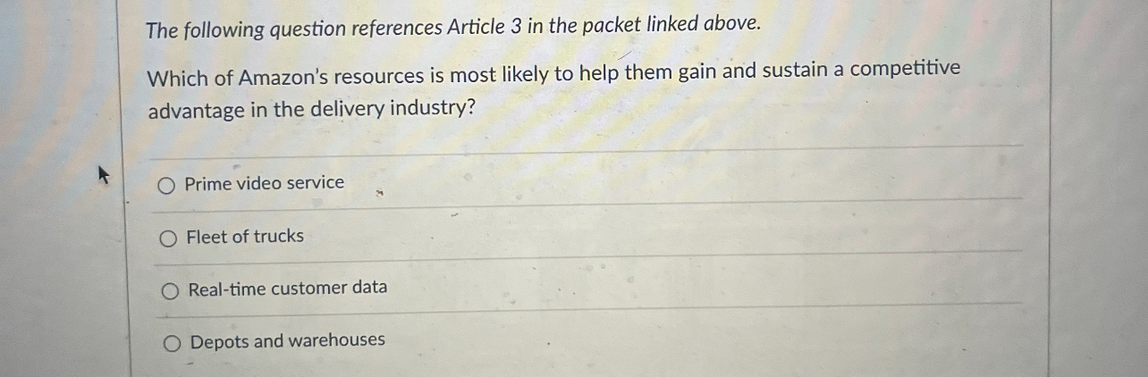  The following question references Article 3 in the packet linked above.
