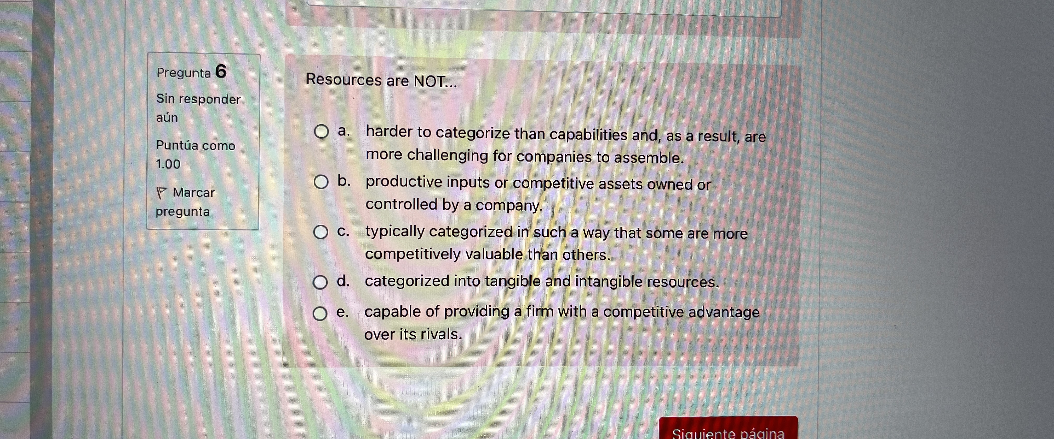  Pregunta 6 Sin responder an Punta como 1.00 p Marcar pregunta