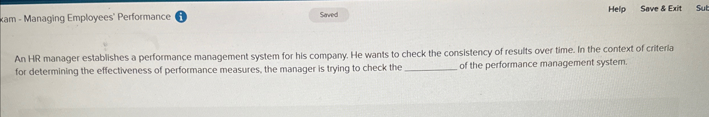  xam - Managing Employees' Performance (i) Help Save & Exit Suk