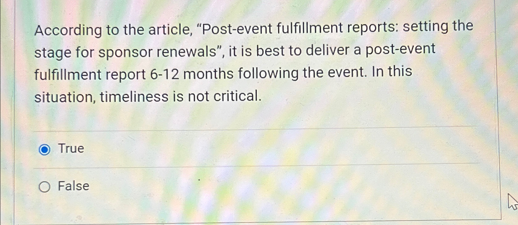  According to the article, "Post-event fulfillment reports: setting the stage for