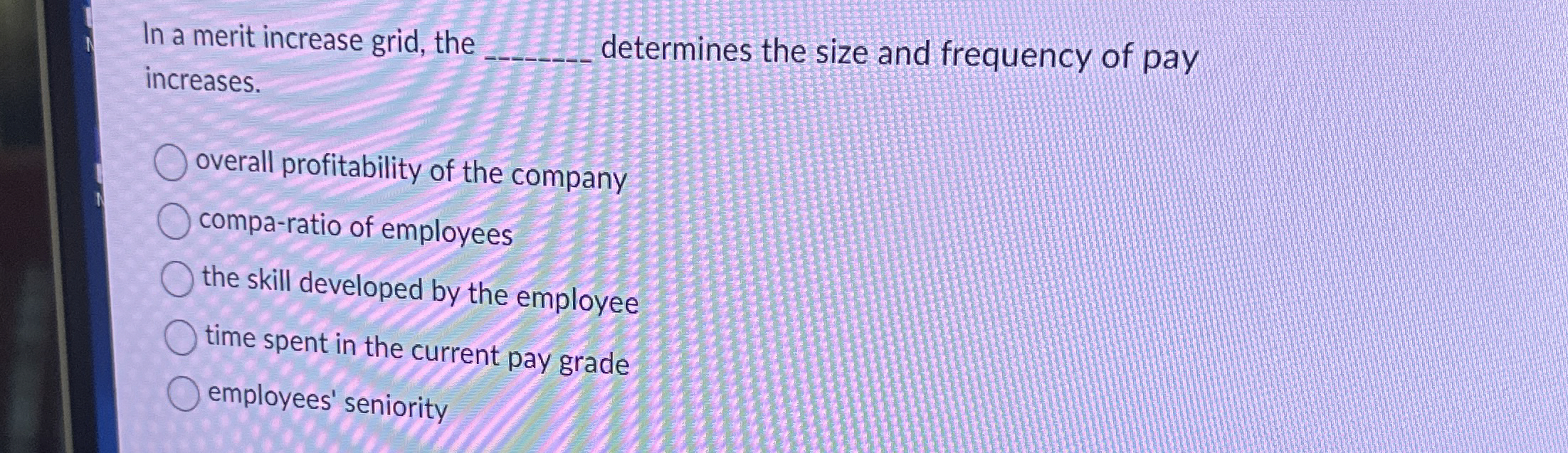  In a merit increase grid, the increases. determines the size and