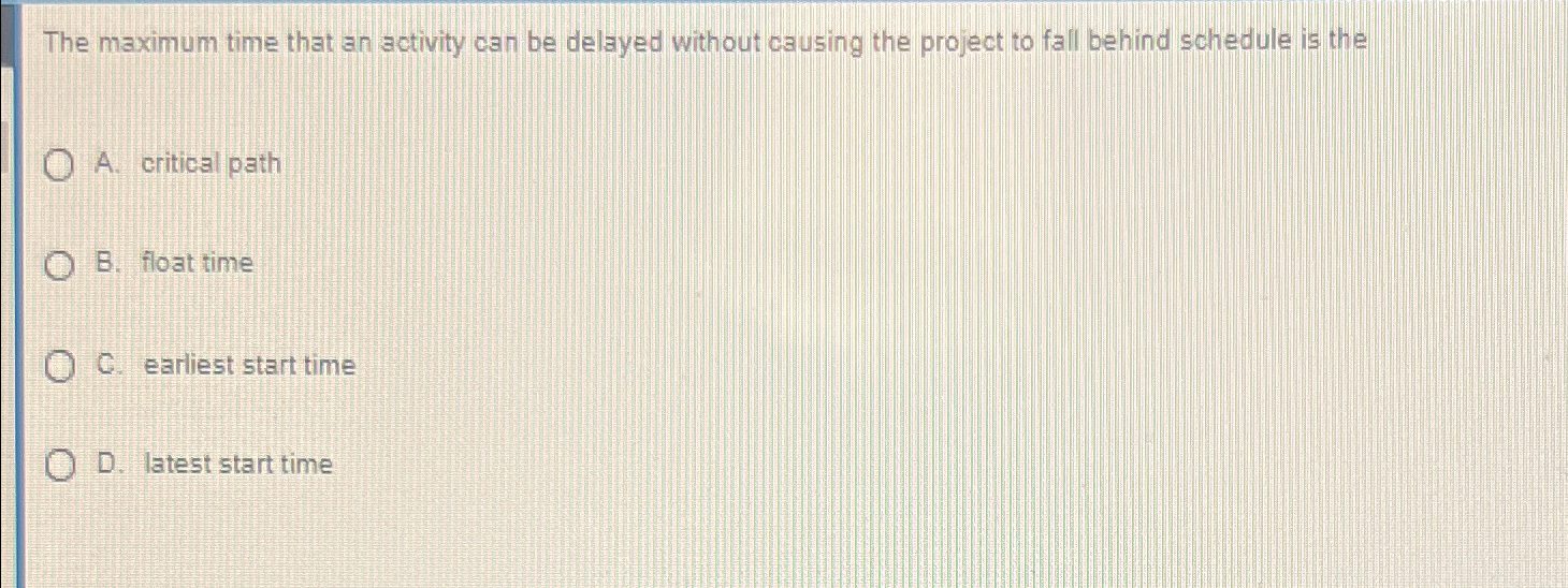  The maximum time that an activity can be delayed without causing