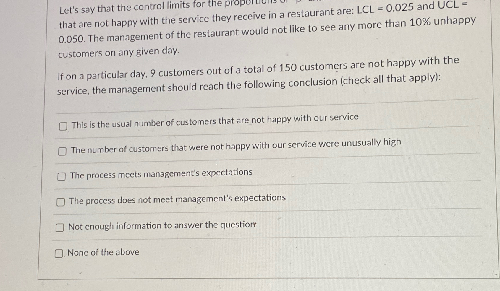  Let's say that the control limits for the propo that are