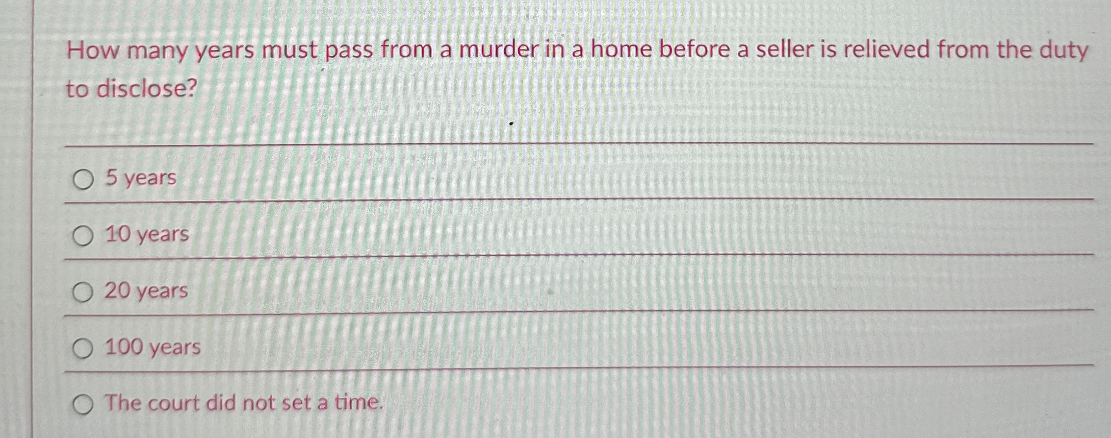  How many years must pass from a murder in a home