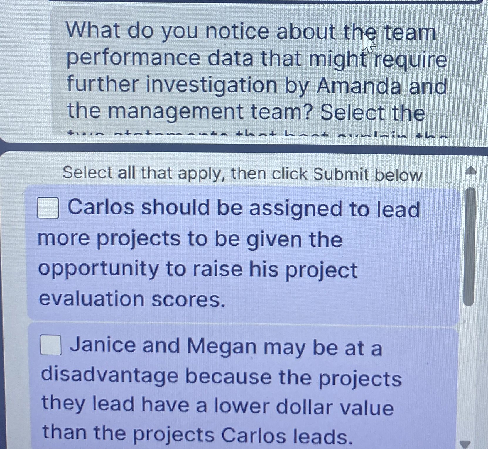  What do you notice about the team performance data that might