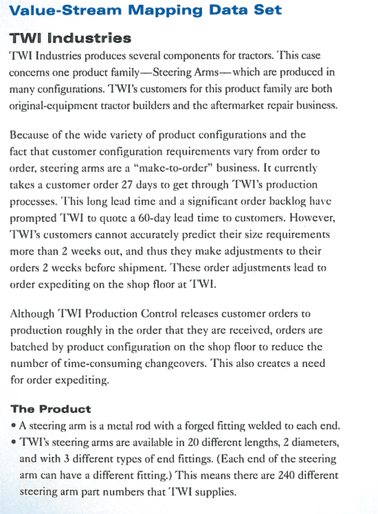  Create a DETAILED Value Stream Map using TWI Case Study Value-Stream