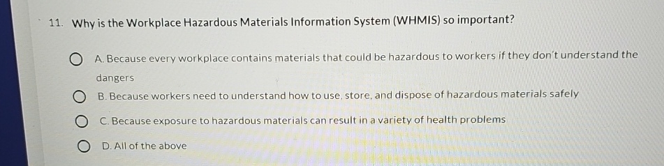  Why is the Workplace Hazardous Materials Information System (WHMIS) so important?
