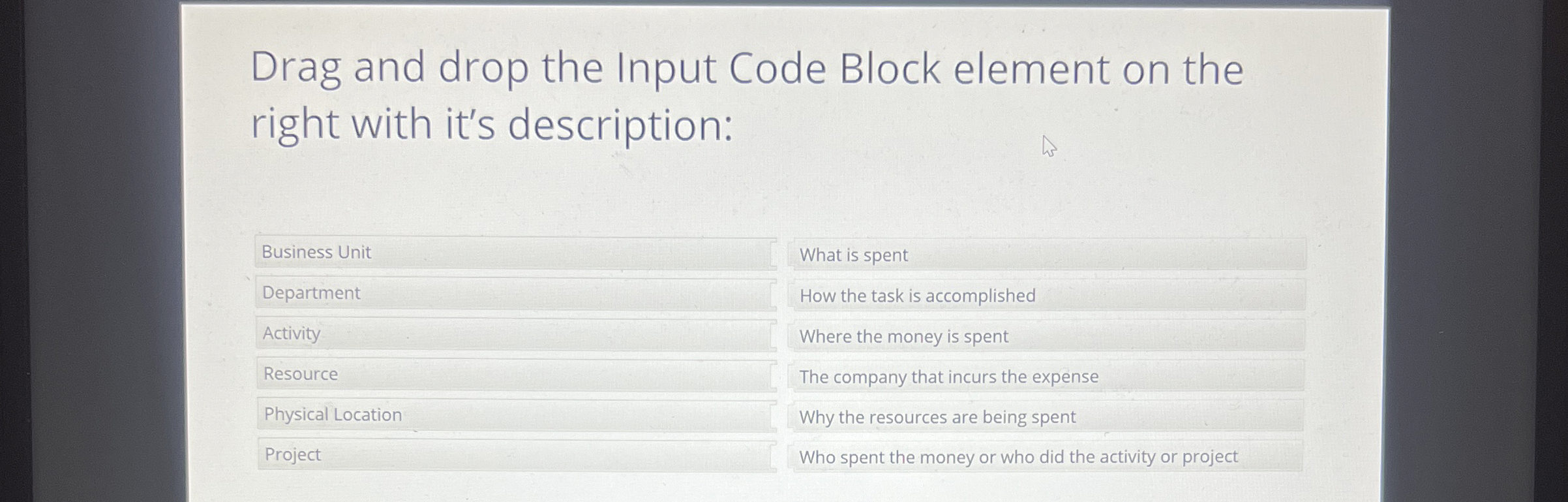  Drag and drop the Input Code Block element on the right
