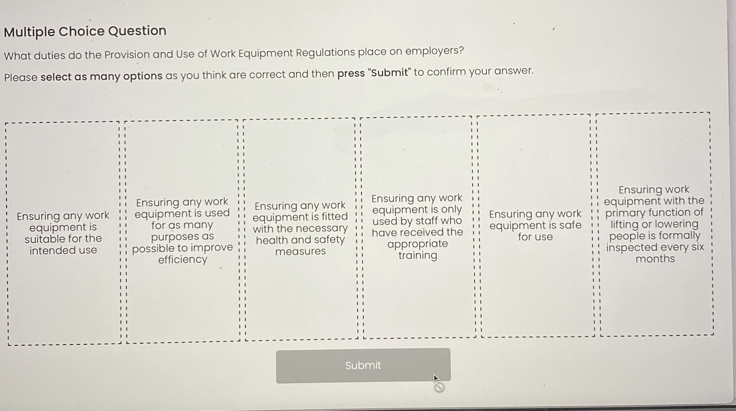  Multiple Choice Question What duties do the Provision and Use of