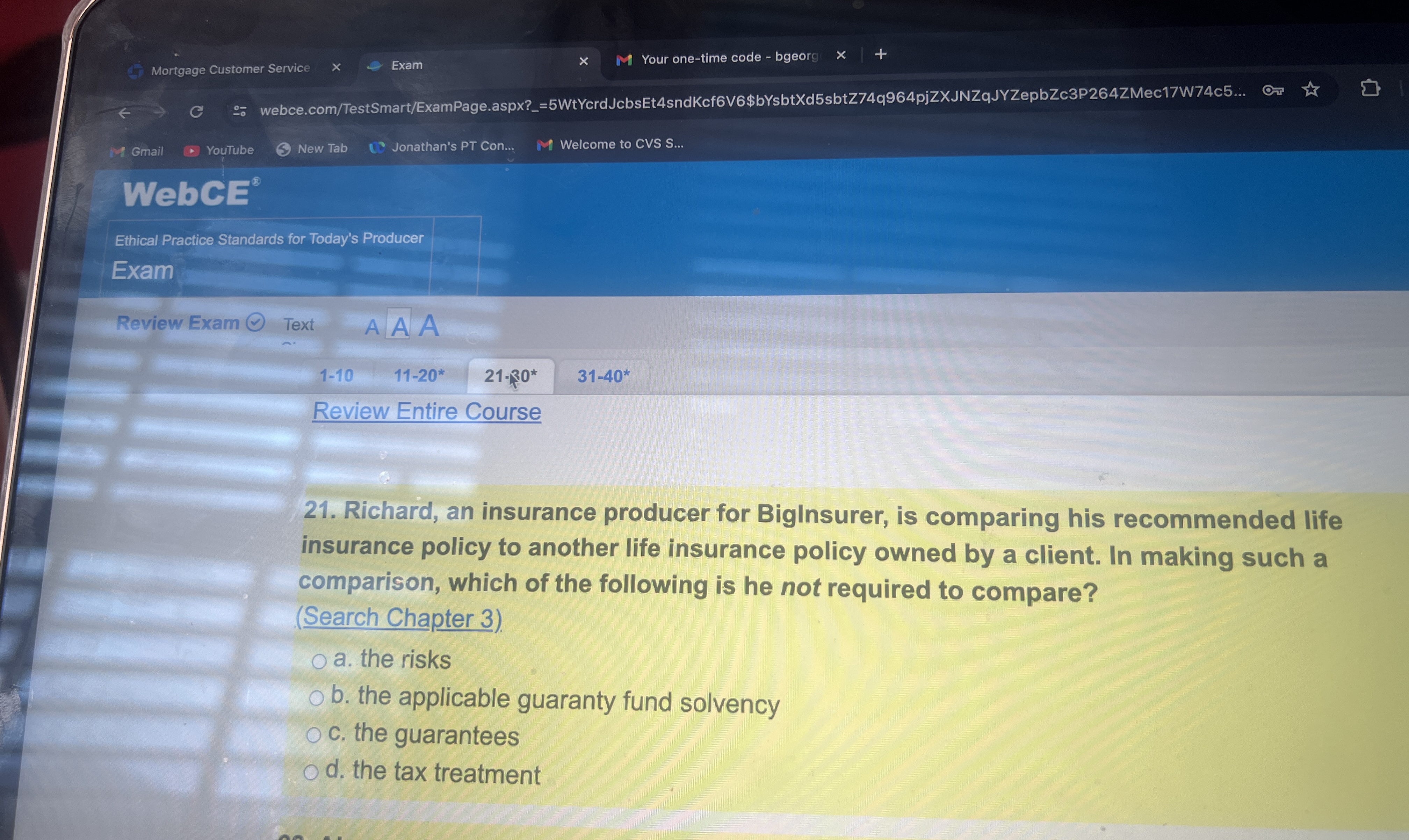  Mortgage Customer Service Exam Your one-time code - bgeorg webce.com/TestSmart/ExamPage.aspx?_=5WtYcrdJcbsEt4sndKcf6V6$bYsbtXd5sbtZ74q964pjZXJNZqJYZepbZc3P264ZMec17W74c5... Gmail