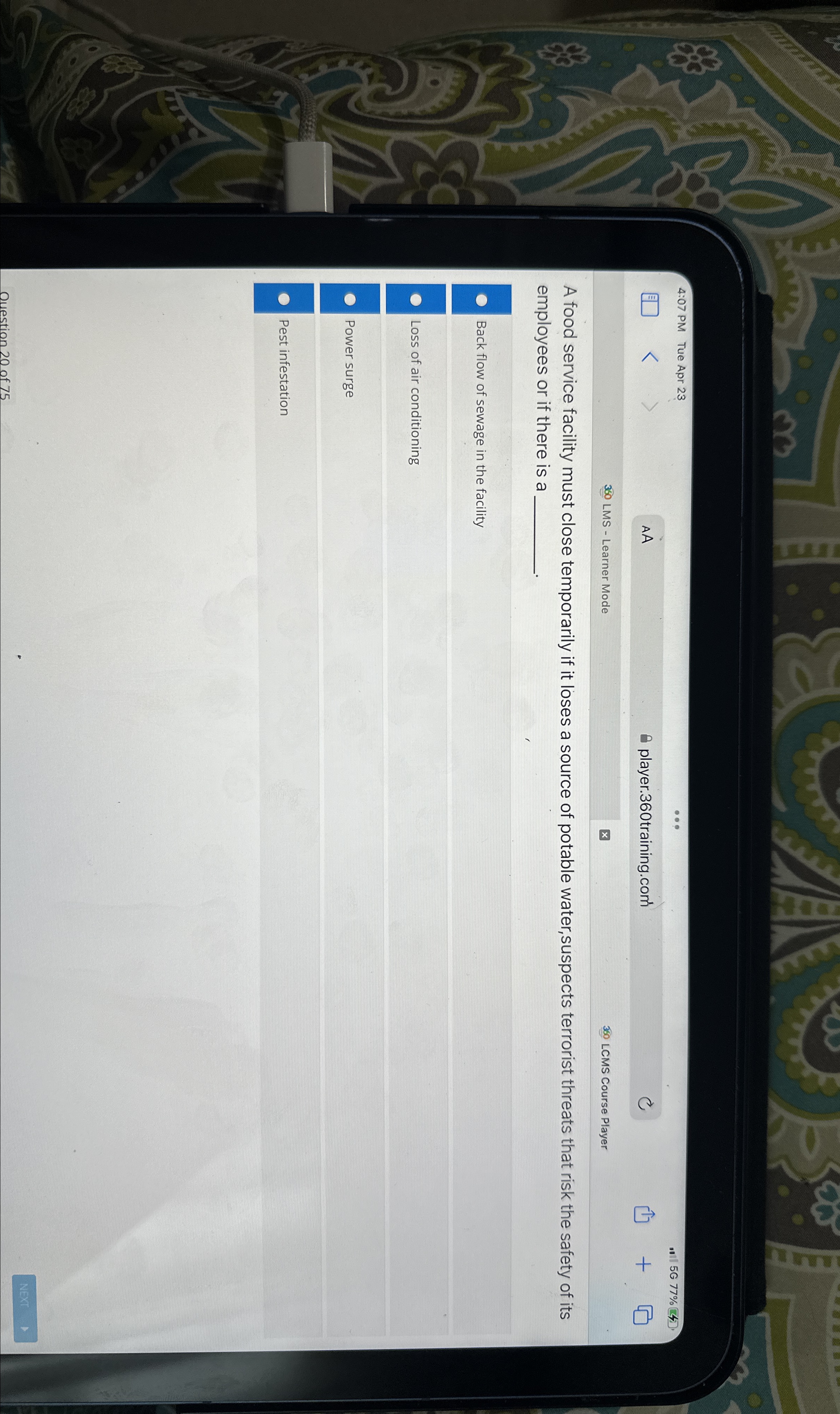  4:07 PM Tue Apr 23 player.360training.com LMS - Learner Mode 360