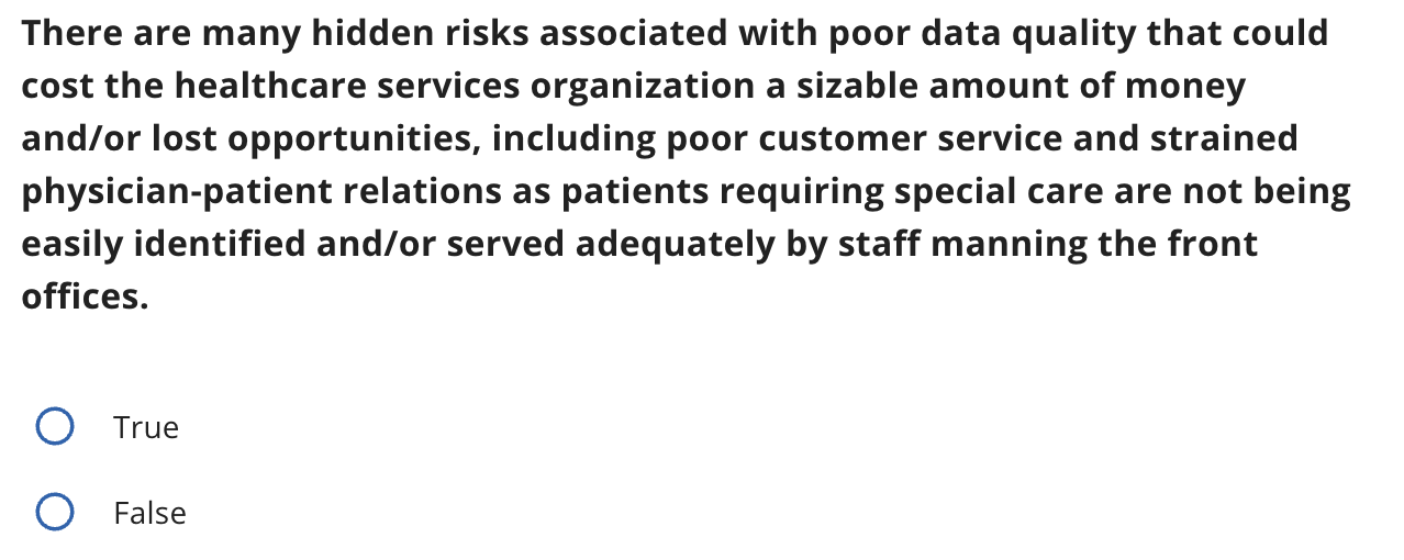  There are many hidden risks associated with poor data quality that