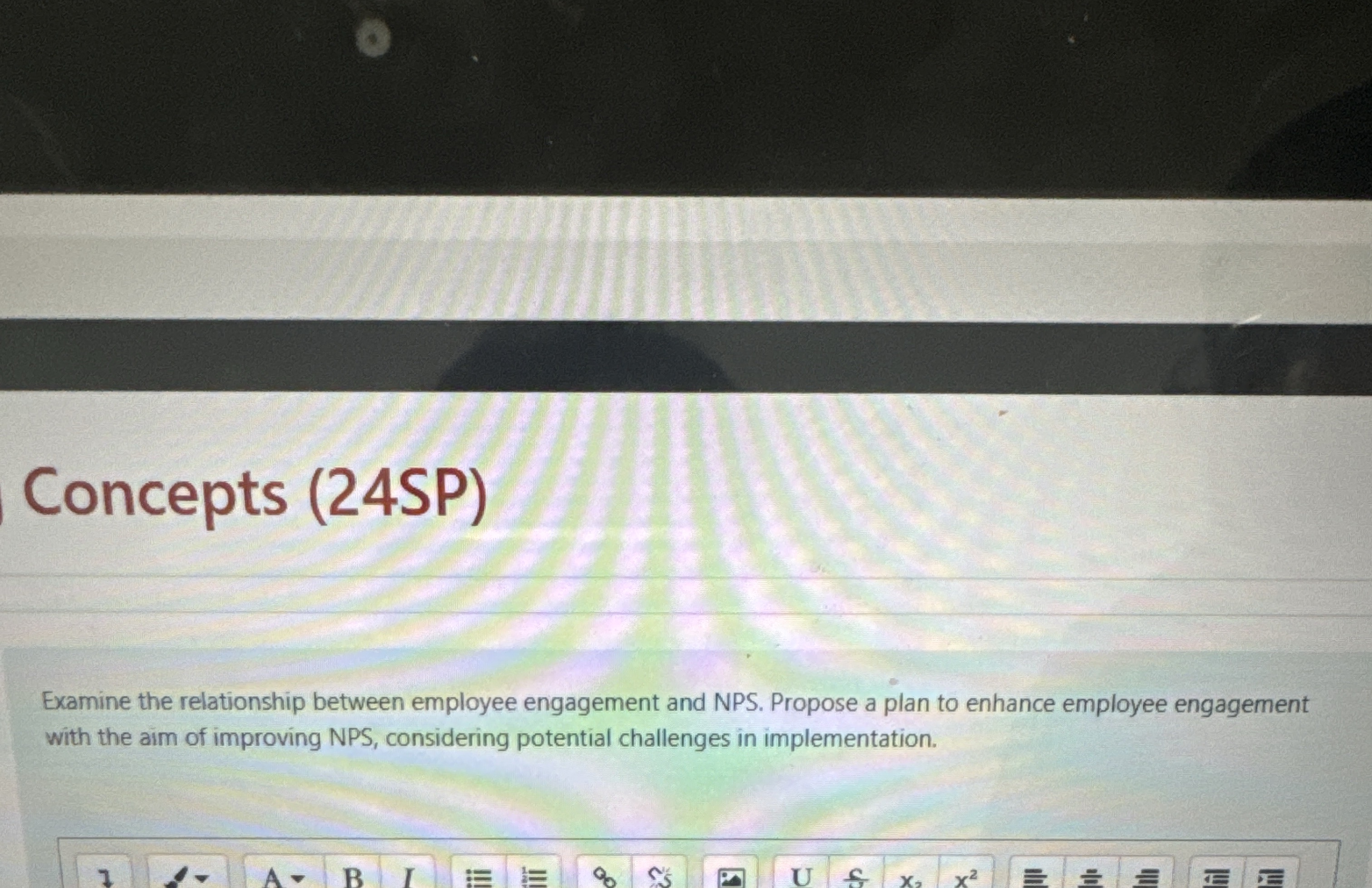  Concepts (24SP) Examine the relationship between employee engagement and NPS. Propose