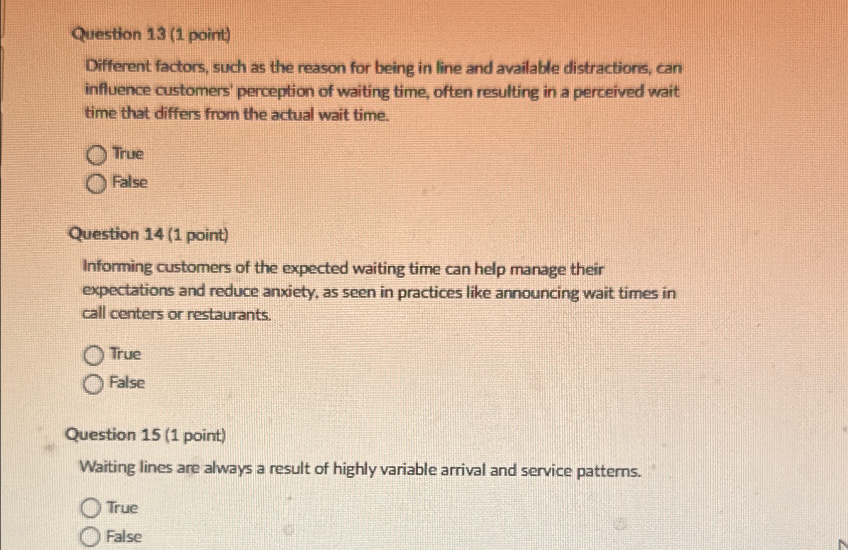  Question 13(1 point) Different factors, such as the reason for being