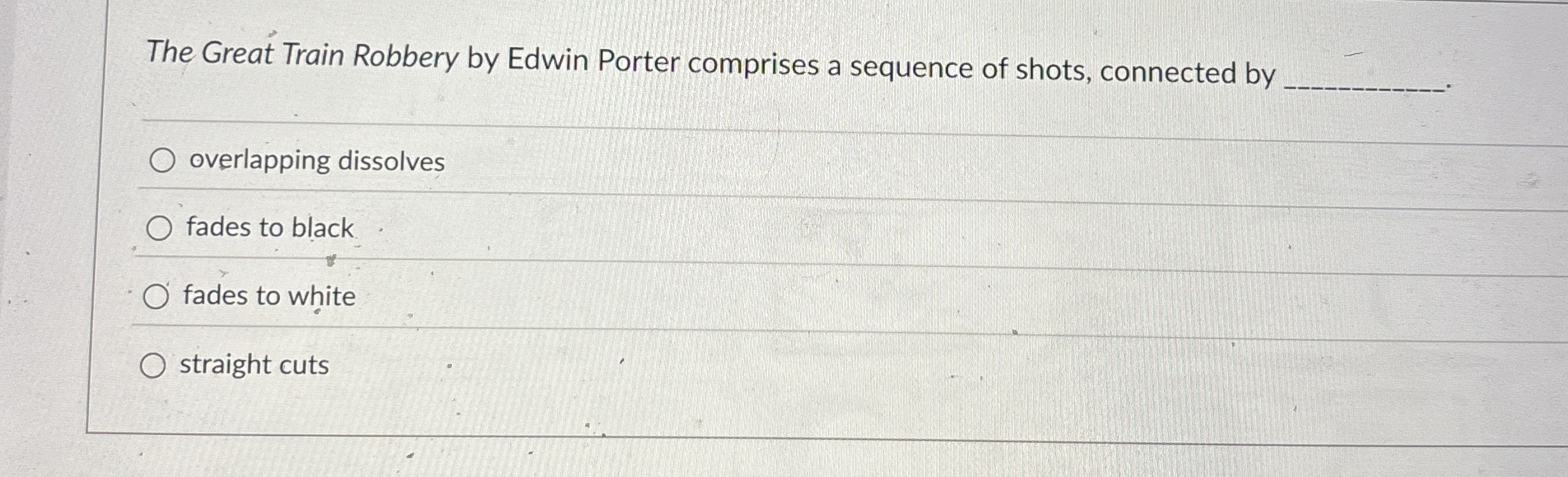  The Great Train Robbery by Edwin Porter comprises a sequence of