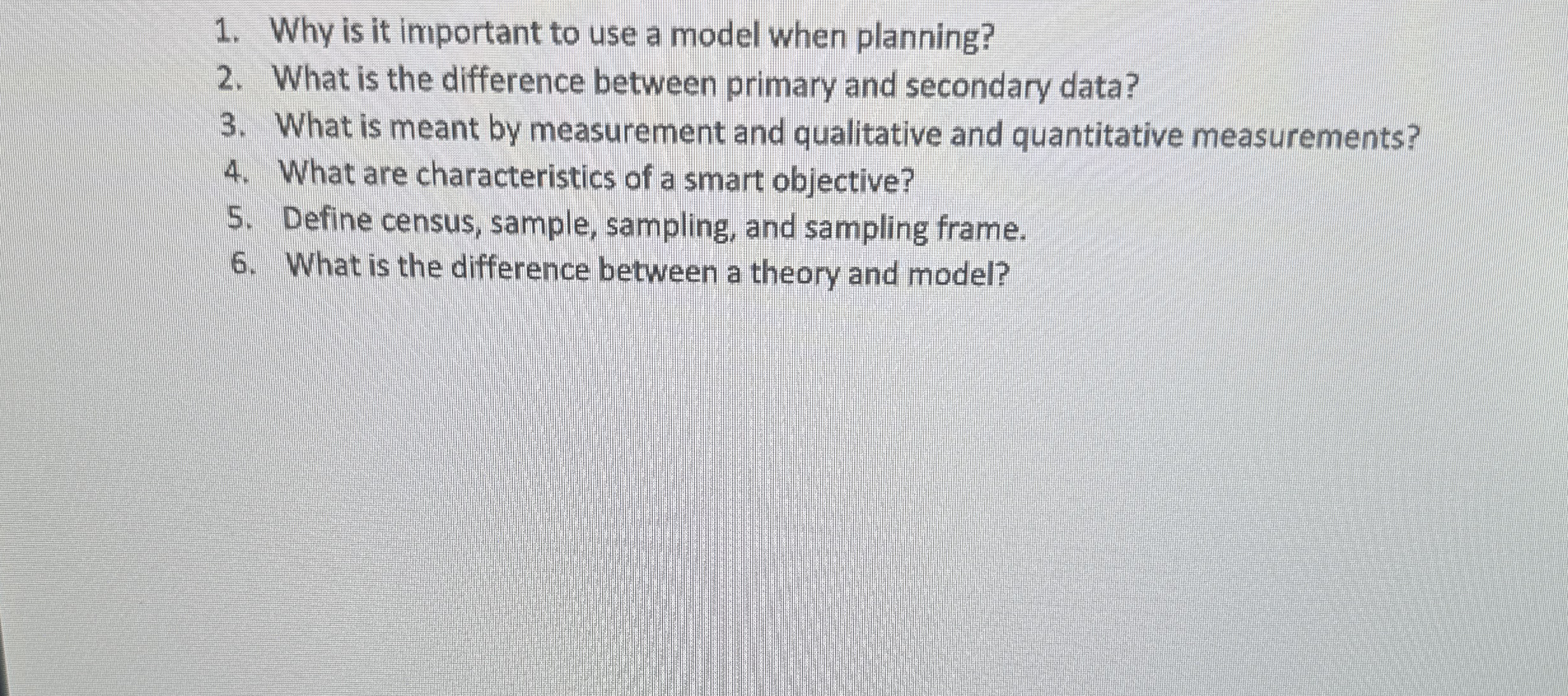  Why is it important to use a model when planning? What