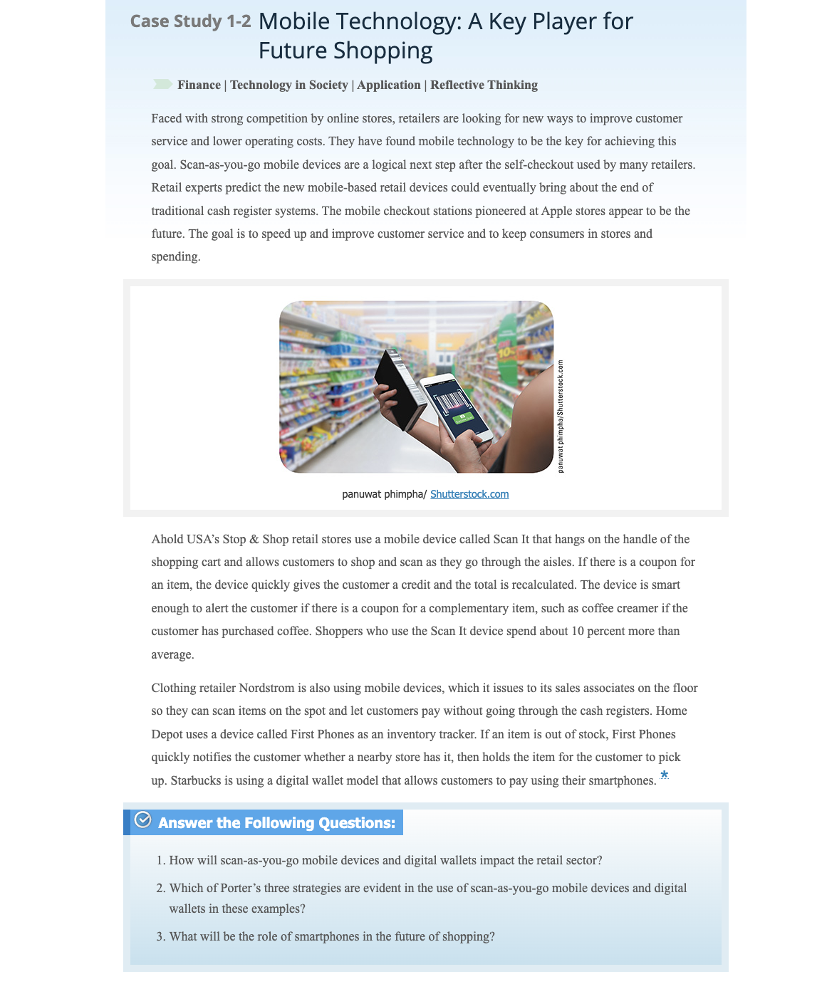  Case Study 1-2 Mobile Technology: A Key Player for Future Shopping