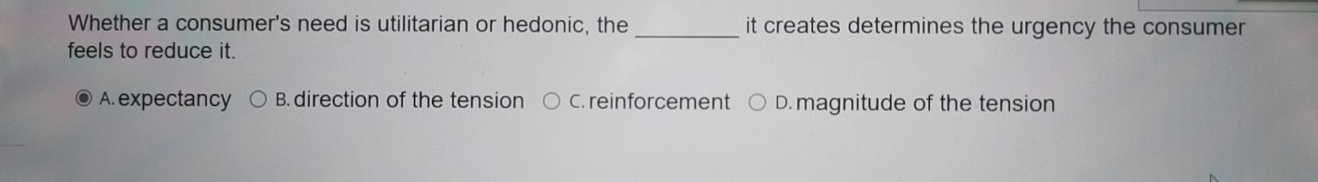  Whether a consumer's need is utilitarian or hedonic, the it creates