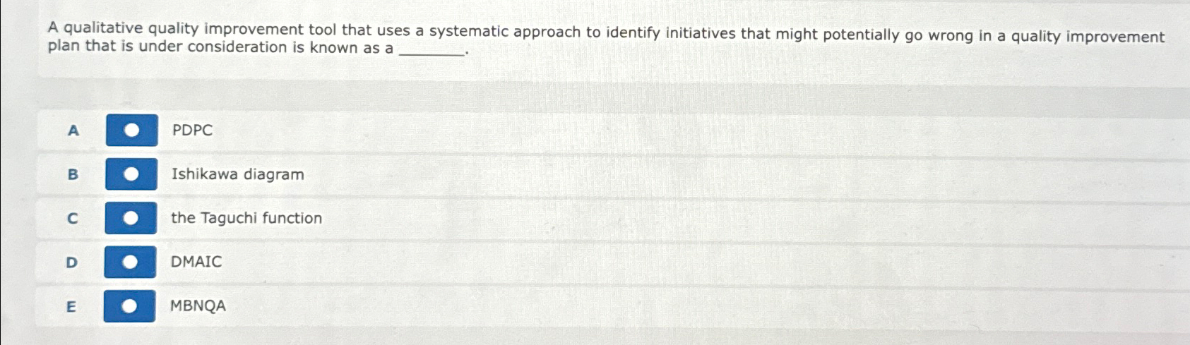 A qualitative quality improvement tool that uses a systematic approach to