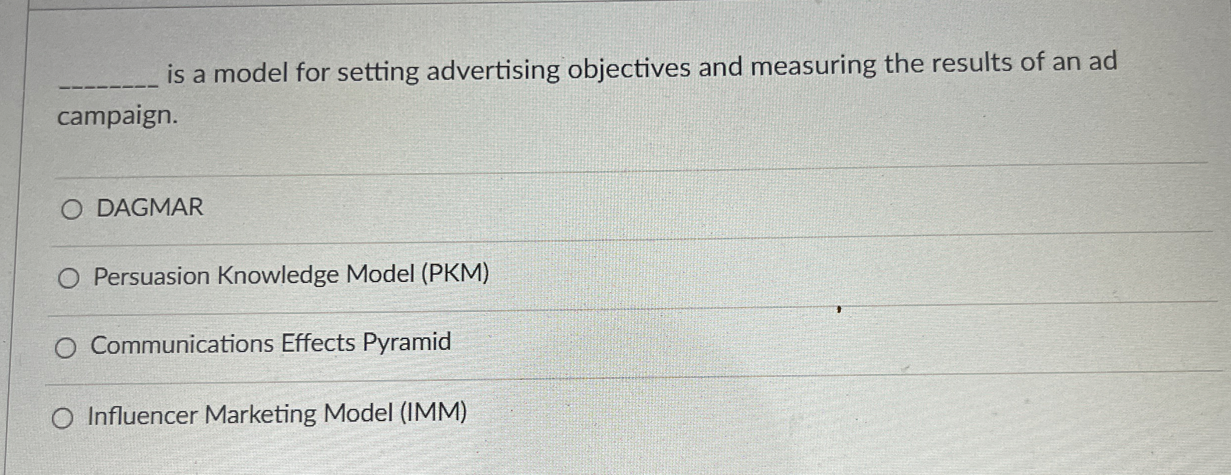  is a model for setting advertising objectives and measuring the results