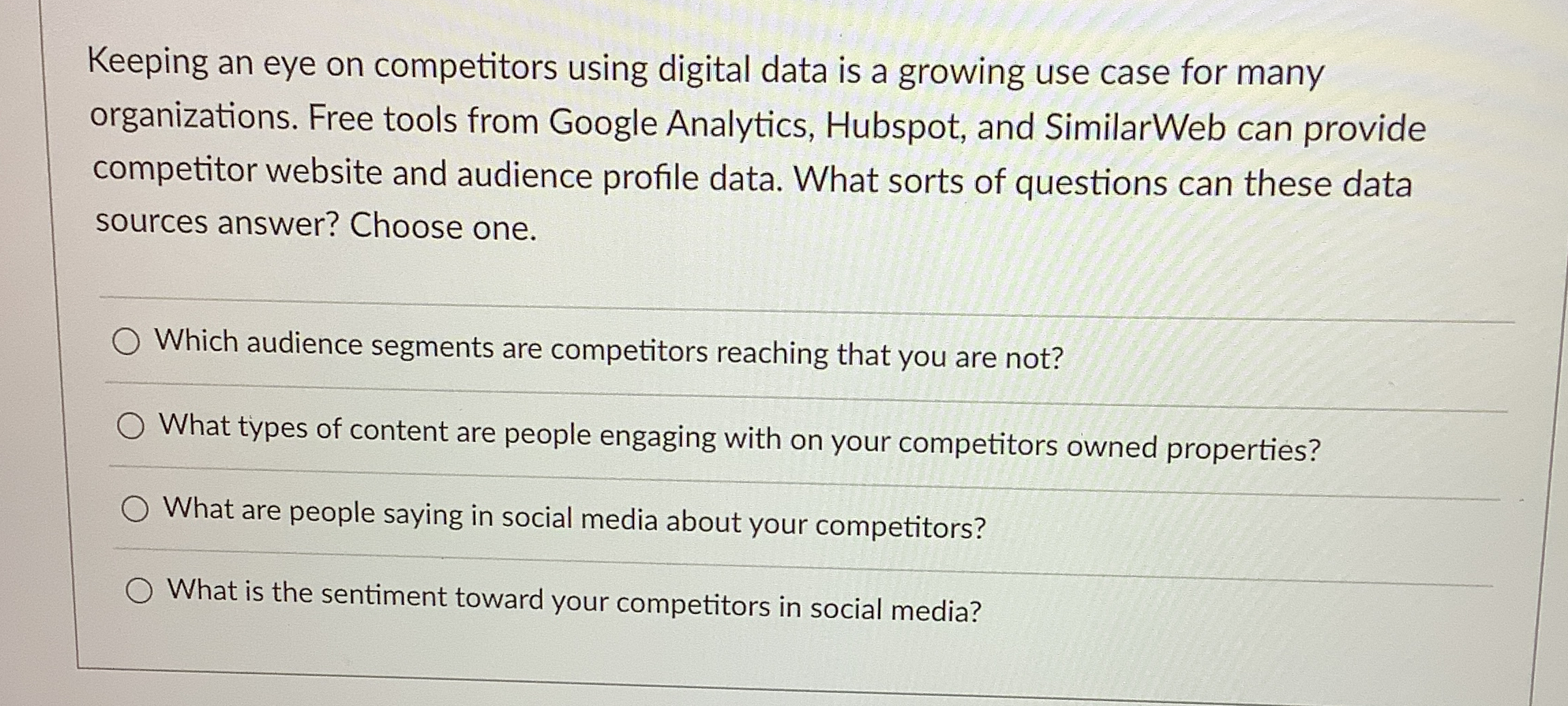  Keeping an eye on competitors using digital data is a growing