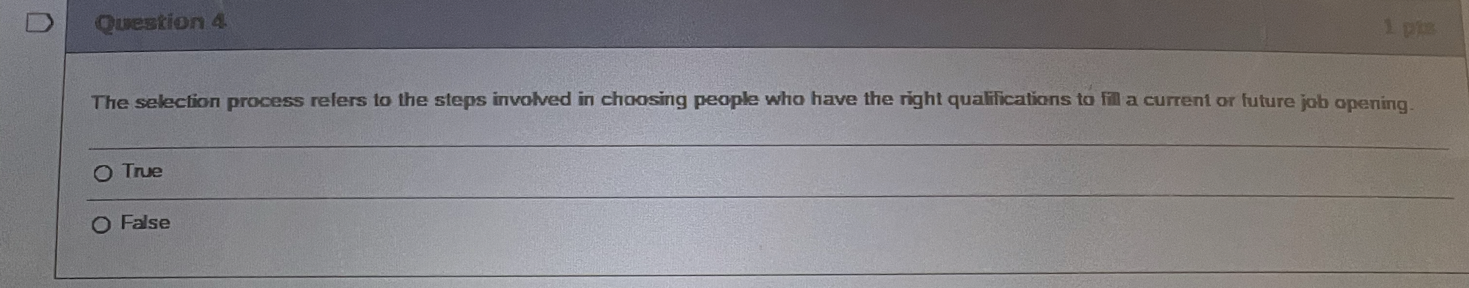  Question a 10% The selection process relers to the steps involved