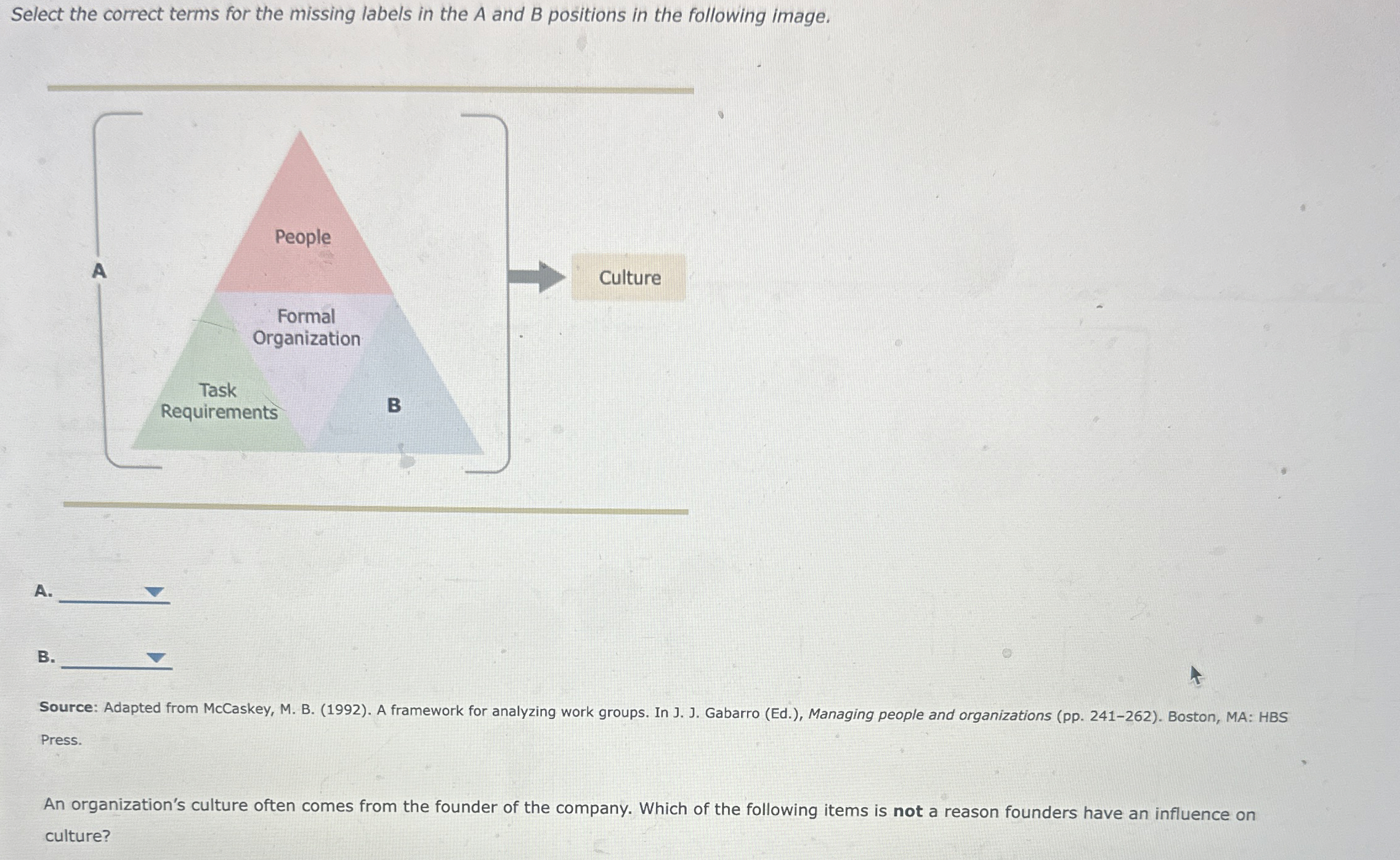  Select the correct terms for the missing labels in the A